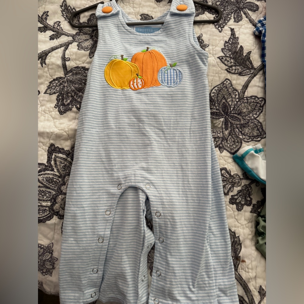 Striped Baby Jon Jon with Pumpkin Patch